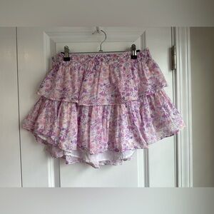 LOVESHACKFANCY Women’s Ruffle Mini Skirt in Purple Iris Size L